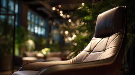 Leather Lounge Chair in Relaxing and Ambient Office Space with Natural Lightの素材