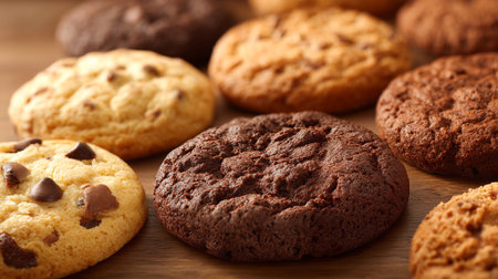 An Assortment of Delicious Cookies: Chocolate Chip and Double Chocolate Temptationsの素材