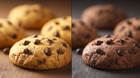 Delectable Chocolate Chip Cookies: A Tempting Comparison of Classic and Chocolate Flavorsの素材