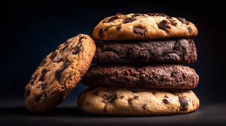 Stack of Decadent Chocolate Chip Cookies Ready to Be Enjoyedの素材