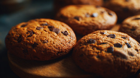 Delectable Chocolate Chip Cookies Freshly Baked and Ready to Enjoyの素材