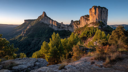 Majestic Rock Formations at Sunset in Catalonia, Spainの素材
