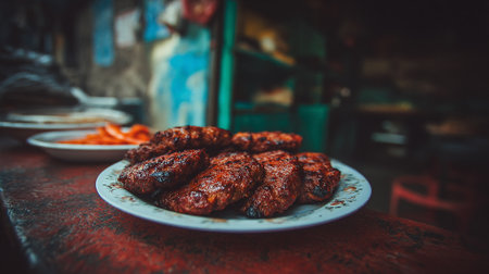 Grilled Meat Patties on Decorative Plate Serving Traditional Food Conceptの素材