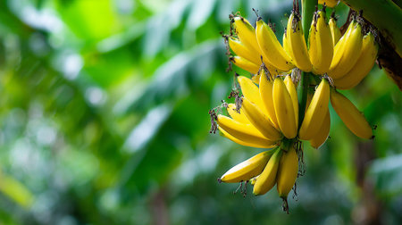 Ripe Bananas Hanging From the Tree Ready to be Harvested Soonの素材