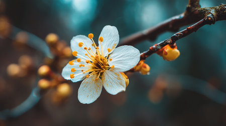 Delicate Blossom: A Spring Bloom on a Branchの素材