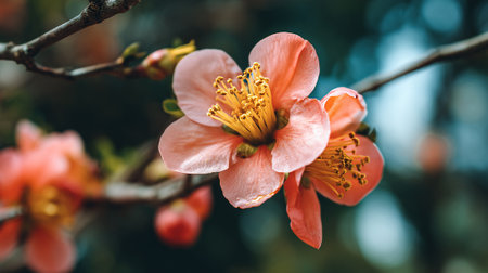 Peach Blossom Duo: Springtime Flowers in Gentle Sunlightの素材