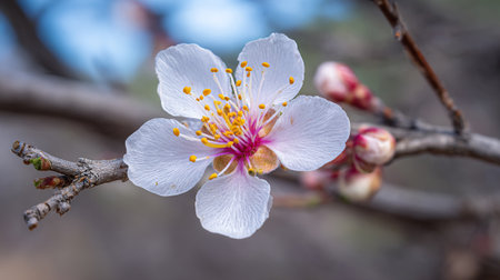 Delicate Cherry Blossom Bloom: A Macro Perspective on Springtime Beautyの素材