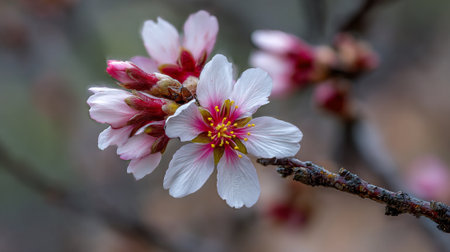 Delicate almond blossoms capture the essence of springtime beauty and renewalの素材