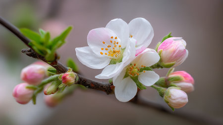 Apple Blossom's Delicate Dance: Embracing the Spring Awakeningの素材
