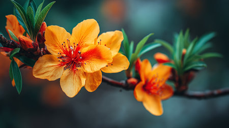 Vivid Peach Blossom Displaying Spring's Delicate Beauty on a Branchの素材