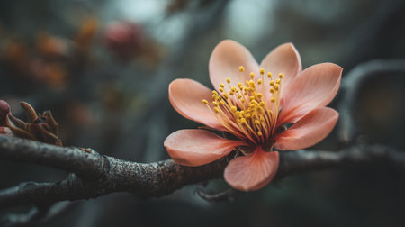 Captivating pink plum blossom highlighting spring's delicate beauty in nature.の素材
