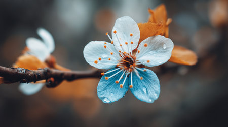 Delicate Spring Blossom Showcasing Petals and Dewdrops in Dreamy Soft Focusの素材