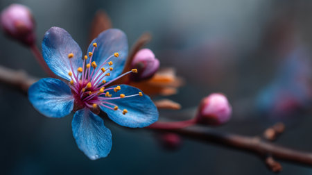 Enchanting Blue Plum Blossom Displaying Delicate Beauty of Spring Seasonの素材