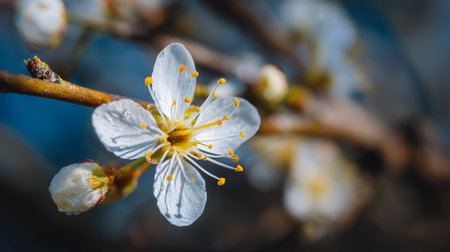 Delicate White Cherry Blossoms: A Sign of Spring's Arrivalの素材