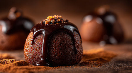 Decadent Chocolate Petit Fours with Rich Chocolate Ganache Drizzleの素材