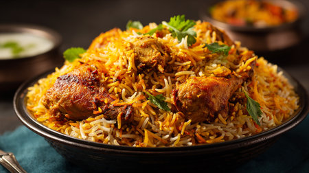 Authentic Chicken Biryani Dish Served Hot and Fresh in a Bowlの素材