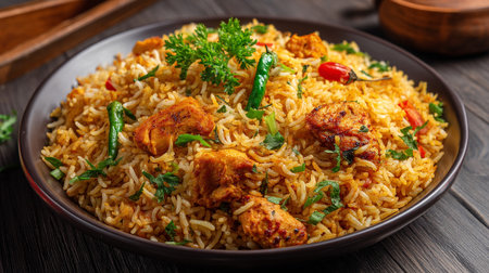 Delicious Chicken Biryani: A Flavorful and Aromatic Rice Dish Presentationの素材