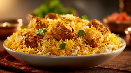 Delectable Chicken Biryani on a Serving Dish, an Indian Food Delightの素材