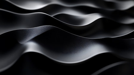 Abstract black wavy background. 3d rendering, 3d illustration.の素材