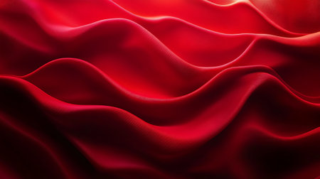 Red wavy fabric background. 3d rendering, 3d illustration.の素材