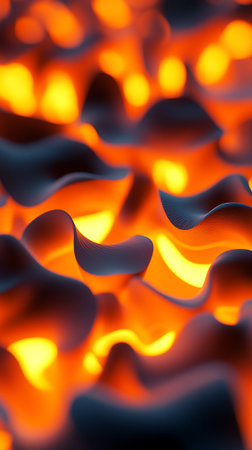 Burning fire in the dark, close-up, abstract backgroundの素材