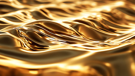 Golden background with waves. 3d rendering, 3d illustration.の素材