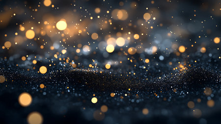 glitter vintage lights background. gold and black. de-focusedの素材