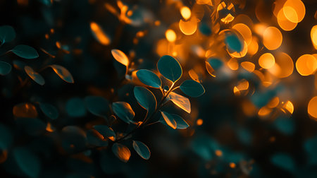 Beautiful bokeh light on tree in the garden at nightの素材