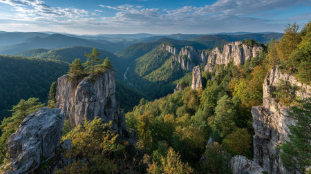 Majestic Mountain Vista of Vrazja Fija Cliffs and Valley on Beautiful Dayの素材