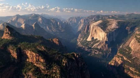 Majestic Yosemite Valley Vista with Dramatic Light and Natural Beautyの素材