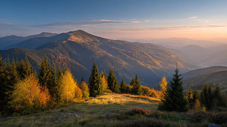 Majestic Carpathian Mountains at Sunset with Autumnal Colorsの素材