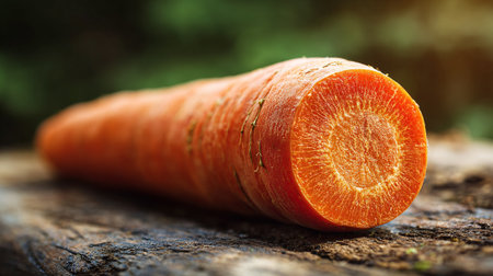 Vibrant-carrot-half-showcasing-fresh-organic-goodness-against-a-natural-backgroundの素材