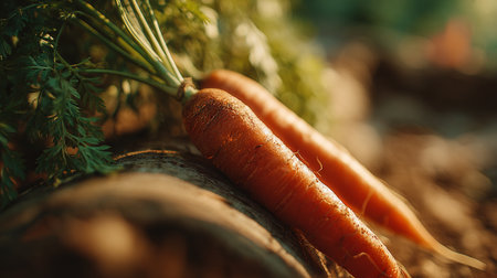 Freshly-Harvested-Carrots-Displaying-Vibrant-Orange-Hues-and-Healthy-Green-Topsの素材