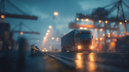 Global Logistics: Streamlining Transportation with Truck, Cargo Ship, and Airplane.の素材