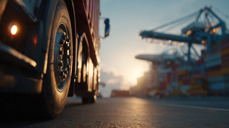 Global Trade: Transport Truck and Airplane Ready for International Shippingの素材