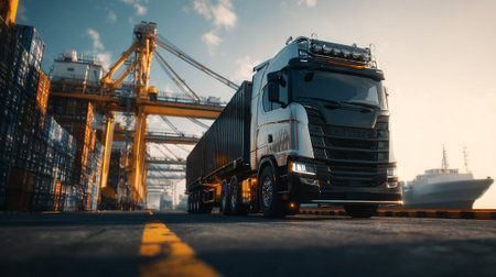 Seamless Global Logistics: Truck, Airplane, and Ship Converging for Efficient Transportation Solutionsの素材