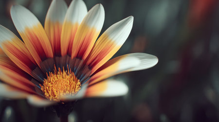 Gazania flower in vibrant hues, blooming in detailed macro shot.の素材