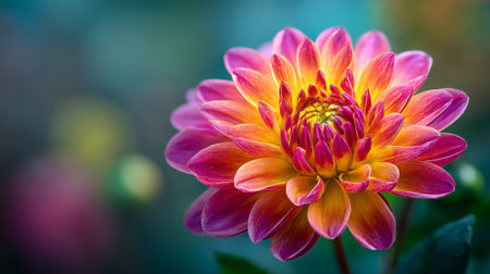 Vibrant Dahlia Bloom Displaying Its Stunning Petals and Colors Beautifullyの素材