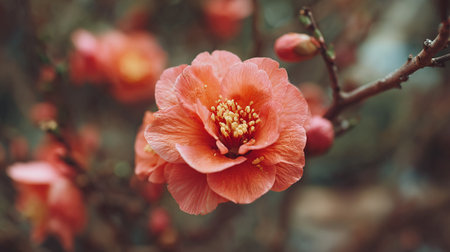 Delicate Peach Blossom, a Symbol of Spring Renewal and Beautyの素材