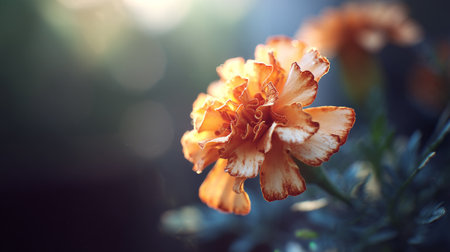 Radiance of a Marigold: A floral portrait in golden lightの素材