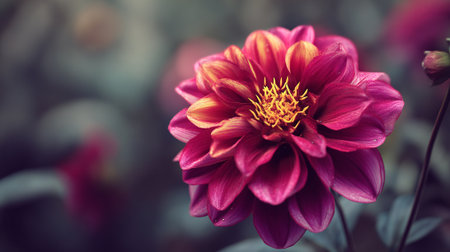 Radiant Dahlia Bloom: A Captivating Floral Portrait in Shades of Pinkの素材
