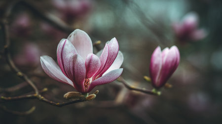 Dreamy Magnolia Blossom: Springtime Beauty in Soft Focus Detailの素材