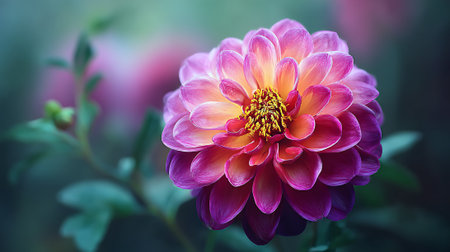 Radiance Unveiled: A Dahlia Flower in Full Bloomの素材