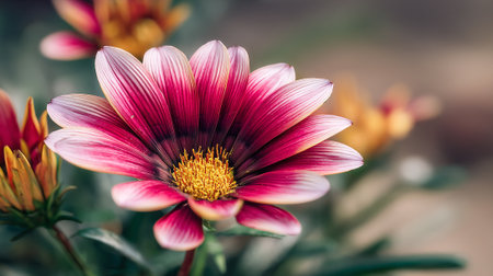 Vibrant Gazania Ringens Flower Displays Delicate Petals and Sunny Centerの素材