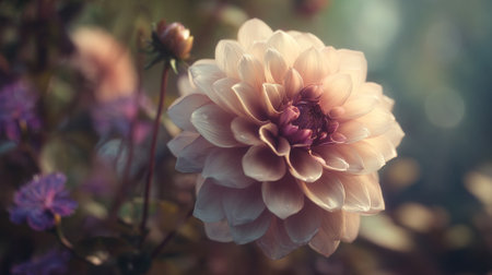 Delicate Dahlia Bloom: A Floral Portrait of Warmth and Lightの素材