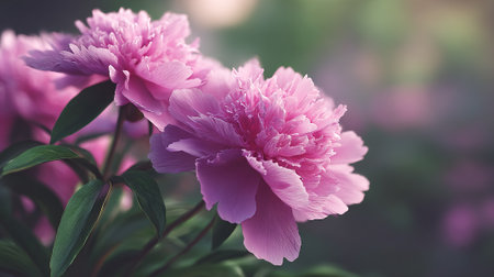 Pink Peonies Blossom: A Floral Symphony in Soft Lightの素材