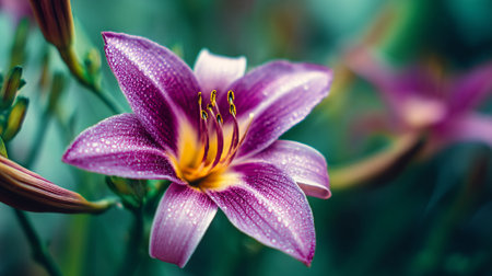 Dew-Kissed Daylily: A Vibrant Burst of Floral Eleganceの素材