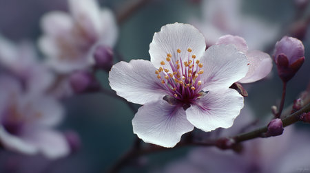 Delicate cherry blossom with beautiful purple and white colorsの素材