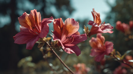 Exquisite Azalea Blooms in a Garden, Showcasing Delicate Floral Beautyの素材