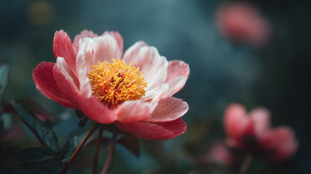 Dreamy Peony Bloom with Delicate Petals and Golden Stamensの素材